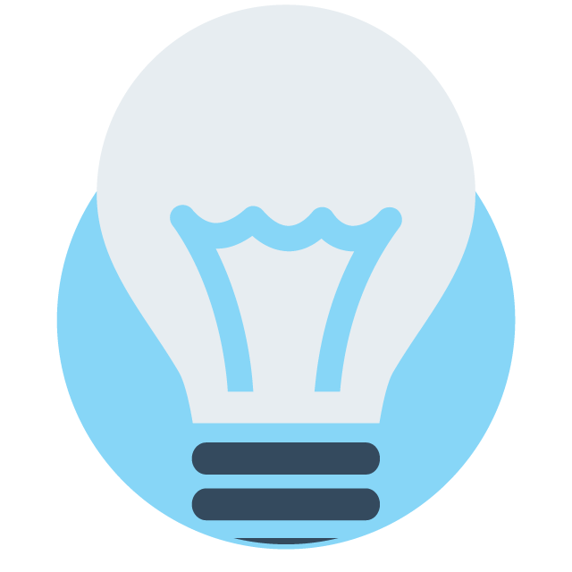 Circular icon depicting a lightbulb