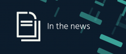 the text "in the news" on a black background