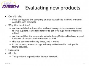 DREN IPv6 product evaluation