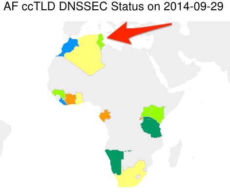 Africa with Tunisia highlighted