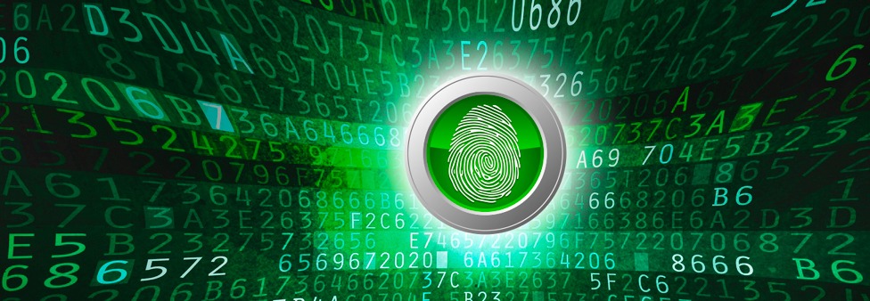 green fingerprint with numbers in the background