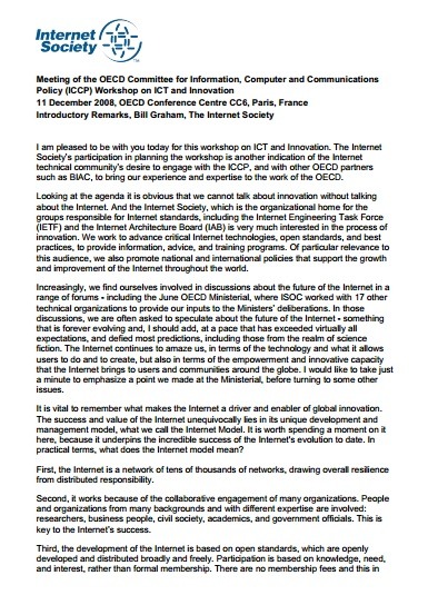 OECD Committee for Information, Computer and Communications – Opening Remarks Thumbnail OECD Committee for Information, Computer and Communications – Opening Remarks Thumbnail