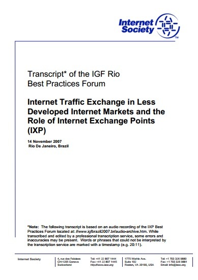 Transcript* of the IGF Rio Best Practices Forum Thumbnail