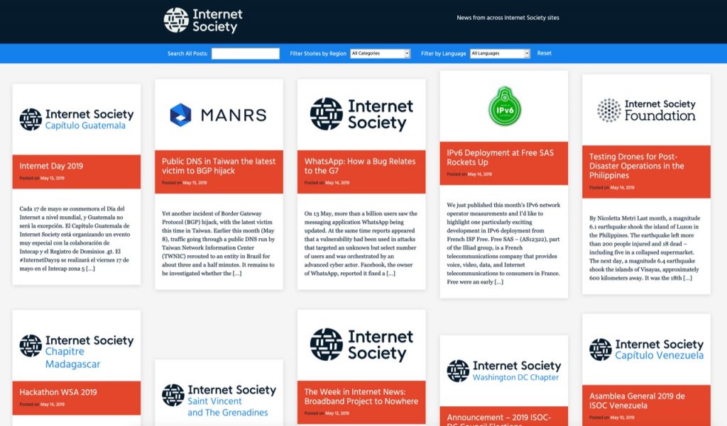 Screenshot of news.internetsociety.org