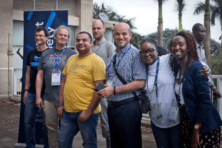 A group of people posing for a photo.