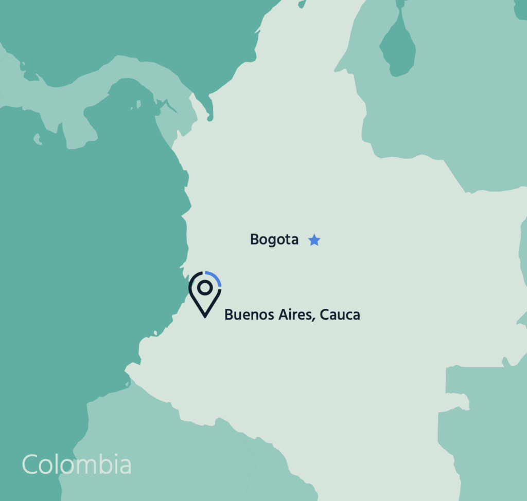 Un mapa de Colombia destacando Buenos Aires
