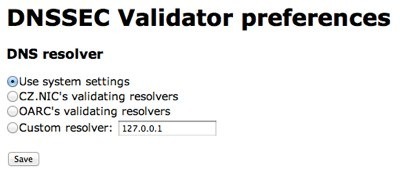 Chrome dnssec validator options 1