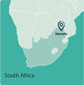Map of South Africa with a mark on Mamaila
