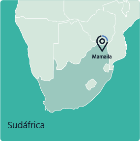 Mapa de Sudáfrica con una marca en Mamaila