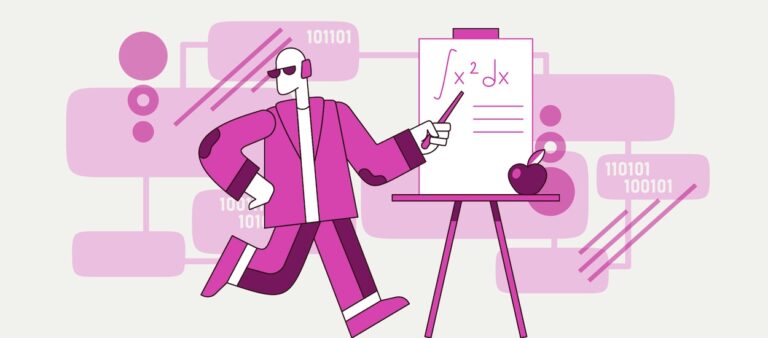 A man in a suit stands beside a whiteboard