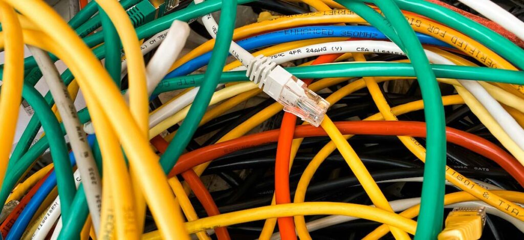 Many colorful wires overlapping