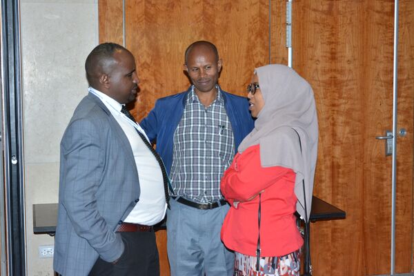 three people engaged into a conversation