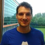 A man in blue T-shirt