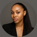 A woman in black suit.